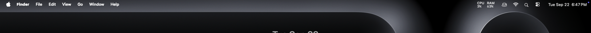 KeepStat in the menu bar with CPU, RAM, and keep-awake cup